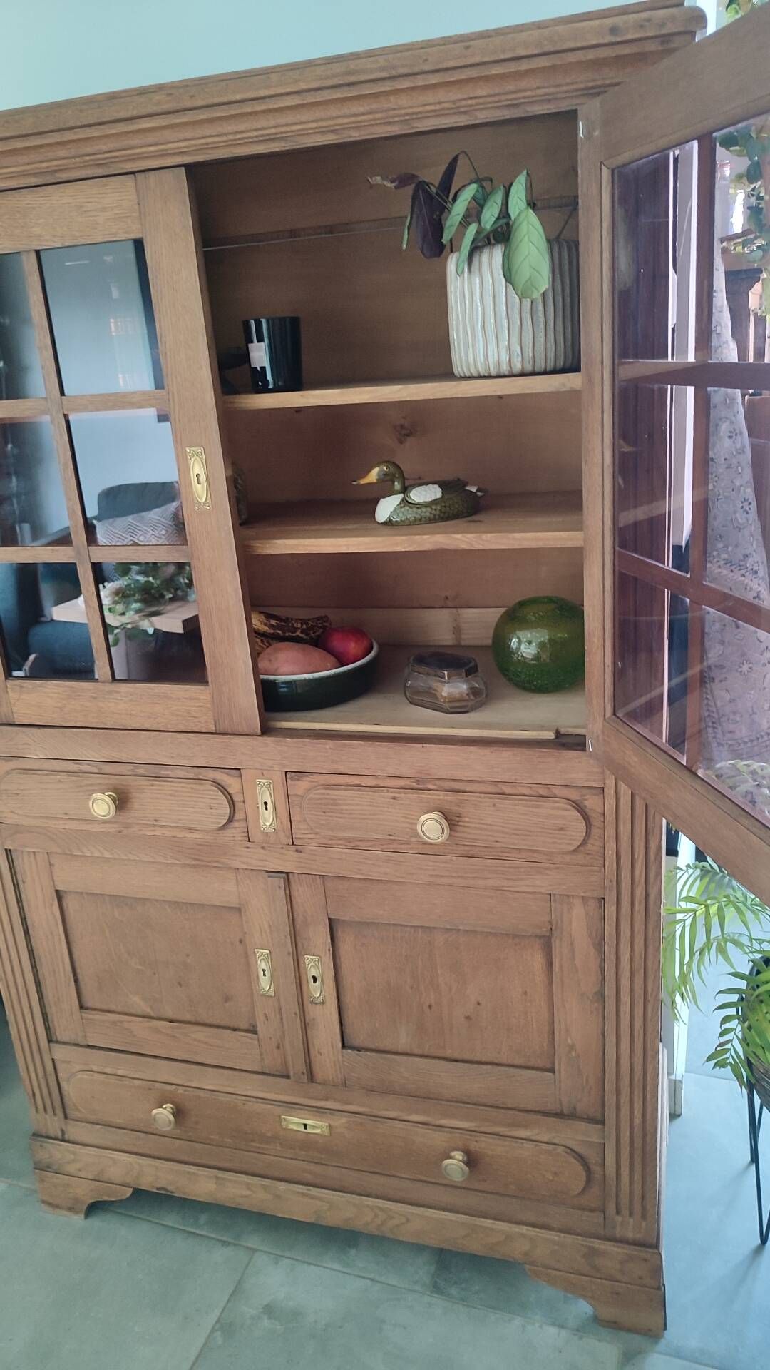 Vintage oak display cabinet