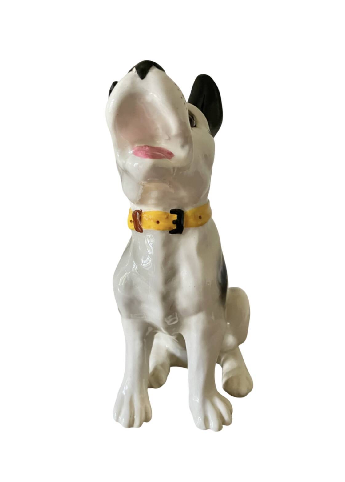 DESVRES earthenware dog with sulphide eyes, 1950
