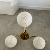 Lot light fixtures and chandeliers design Arlus 50s brass and opaline vintage