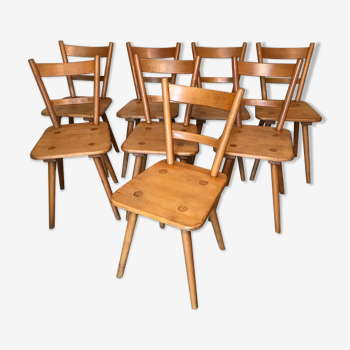 Set de huit chaises vintage par Adolf Schneck fin 1940