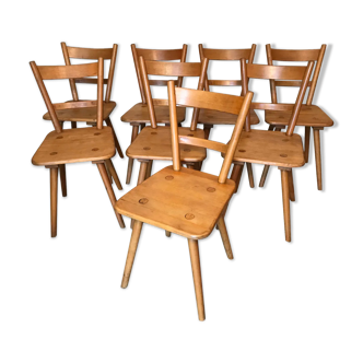 Set of eight vintage chairs by Adolf Schneck late 1940