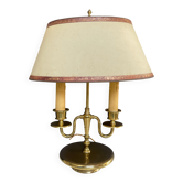 Directoire style bouillotte lamp in brass with double lights.