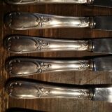 Series of 12 entremet knives and 1 fish knife in silver metal stainless steel blade