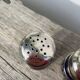Silver-plated metal and blue glass salt and pepper shaker