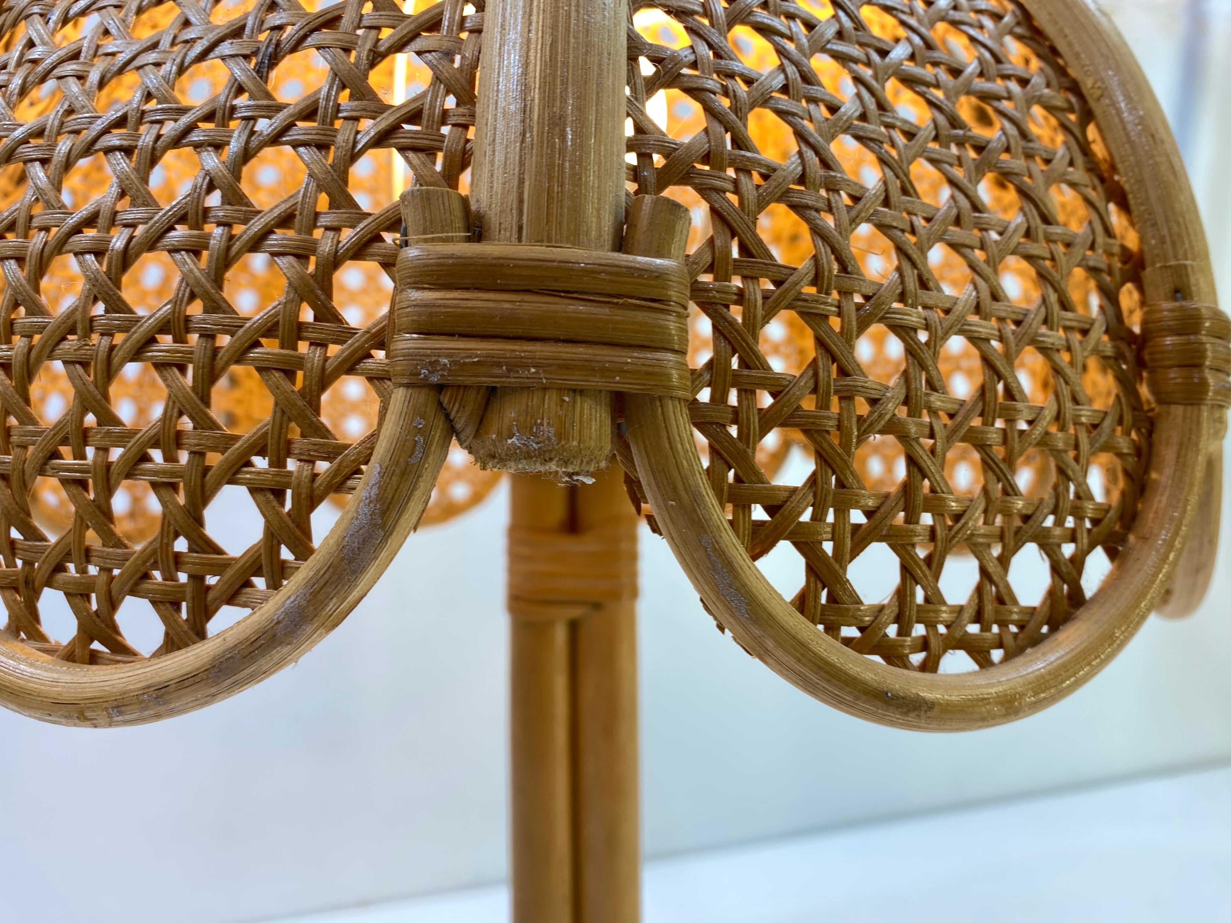 Vintage table lamp rattan and wicker 1970