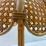 Vintage table lamp rattan and wicker 1970