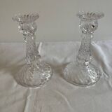 Pair of glass candle holders