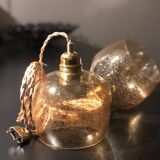 2 bubble blown glass pendant lamps