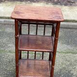 Vintage rattan and bamboo shelf with 3 levels