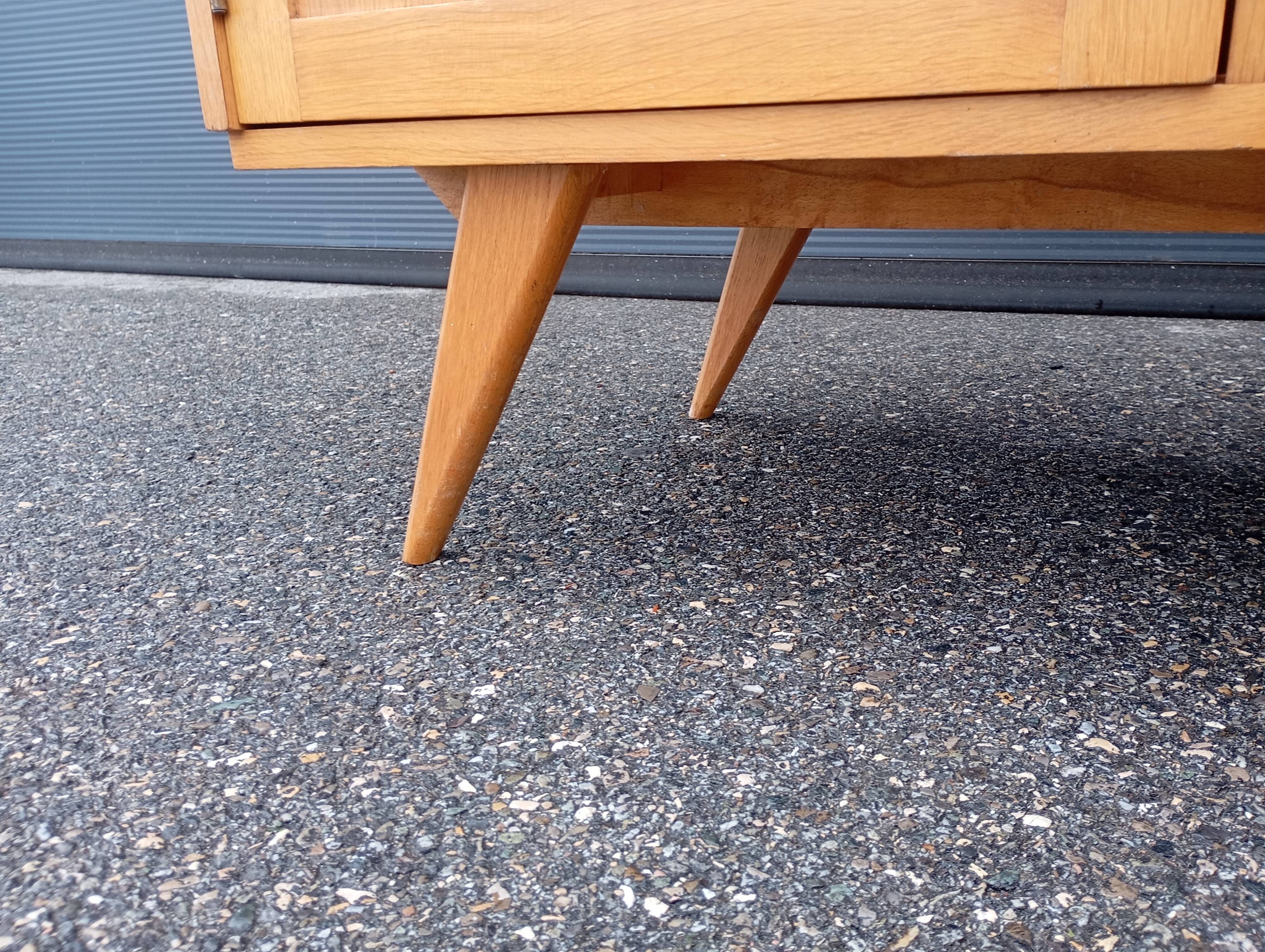 Vintage oak and rattan wardrobe