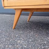 Vintage oak and rattan wardrobe