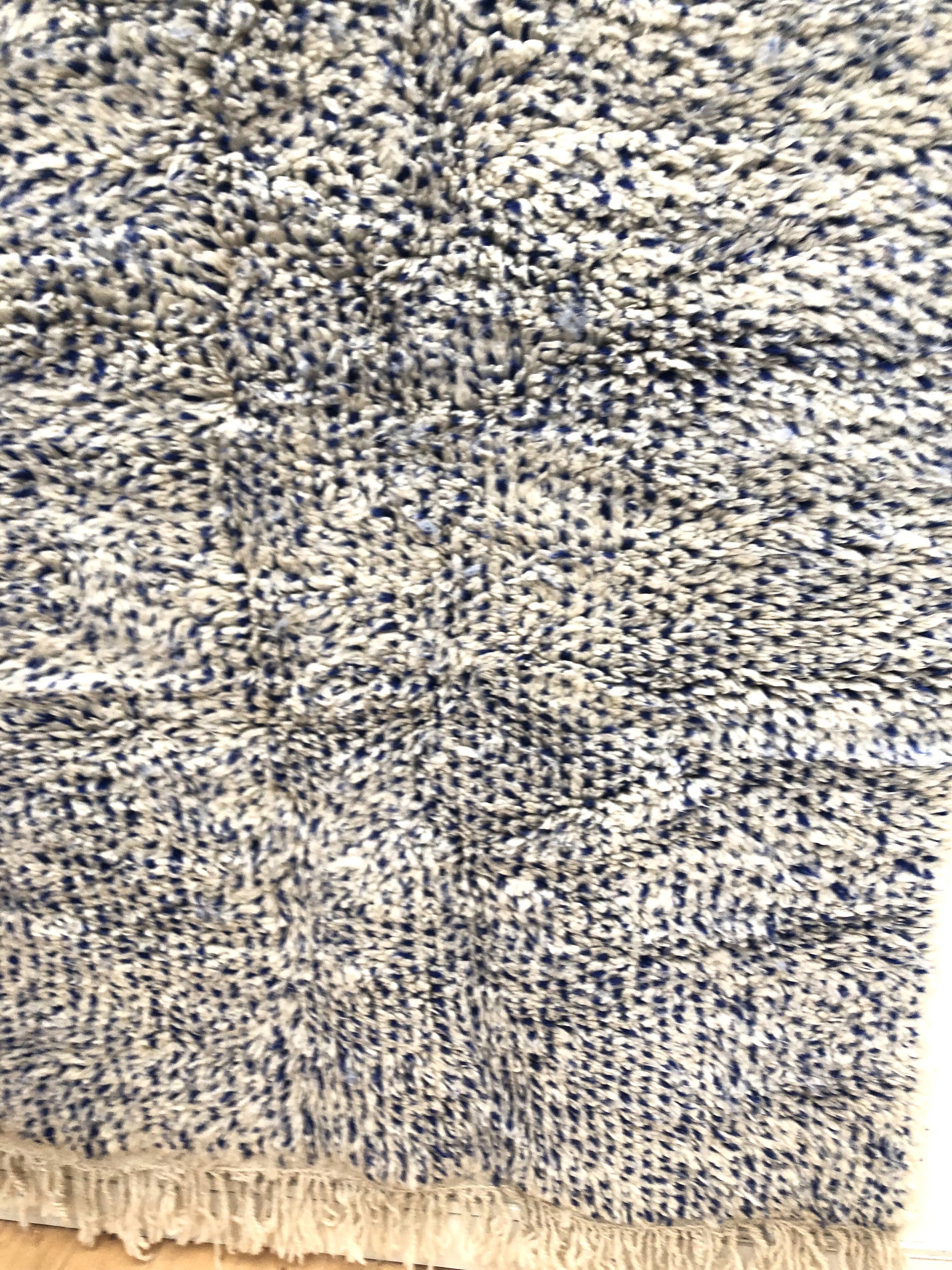 Moroccan Berber carpet Beni Ouarain speckled majorelle blue 2,45x1.56m