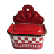 Former Art Deco matchbox in sheet metal enamelled with red and white tiles