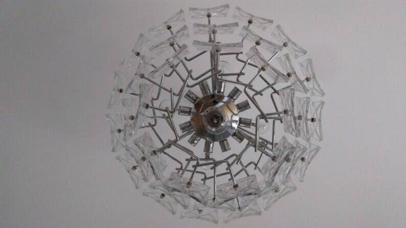 Big Design Glass Chandelier - Kinkeldey, 1970s