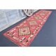 Vintage Turkish Oushak Handmade Wool Cotton Pink Runner Rug 86x362