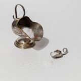 Argent Silver-Plated, Hand-Carved Footed Sugar Box with Dosing Spoon - Italian 1920s Retro Table Decor