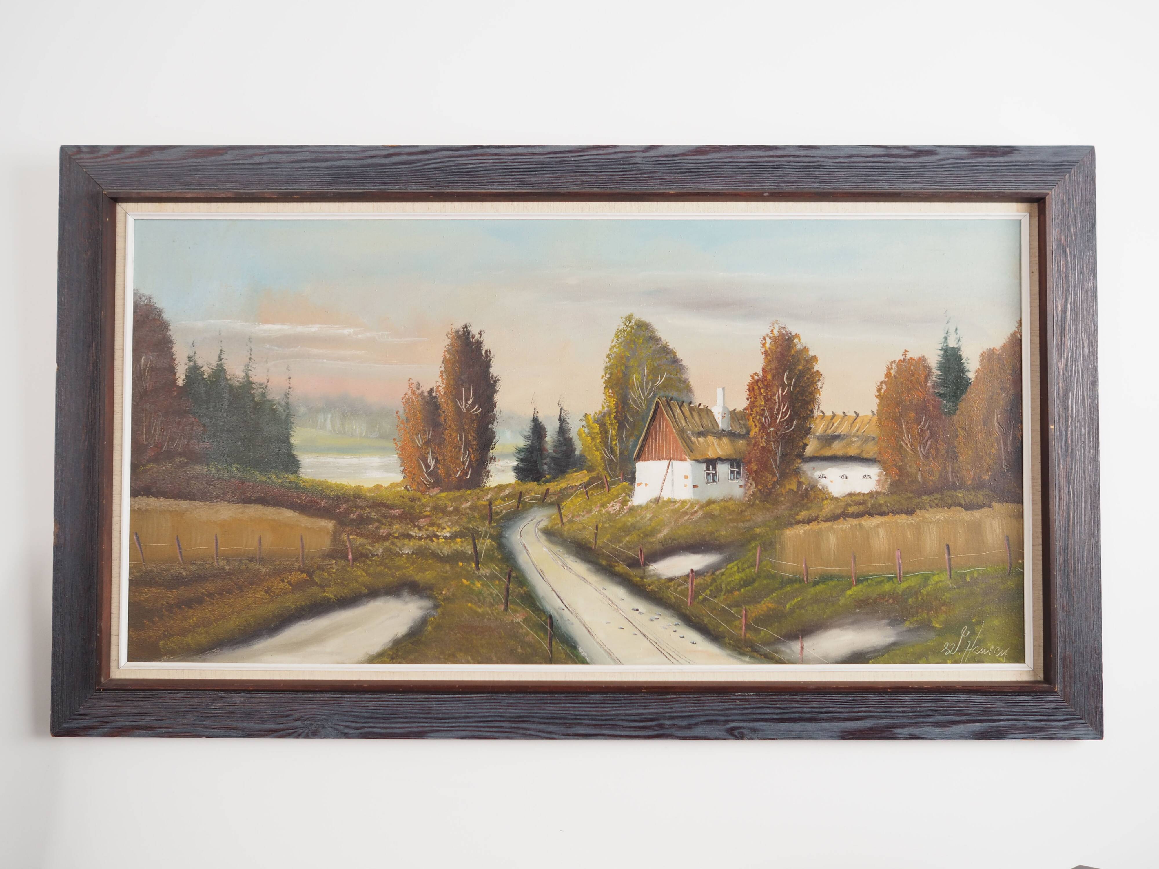 Painting „The Farmhouse on the Side”, Scandinavian design, 1970s