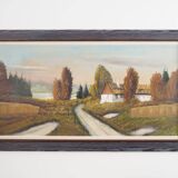 Painting „The Farmhouse on the Side”, Scandinavian design, 1970s