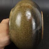 Coupe en grès de 1983 émaille brillante et glaçure cuisson intérieur Bullée,Signé