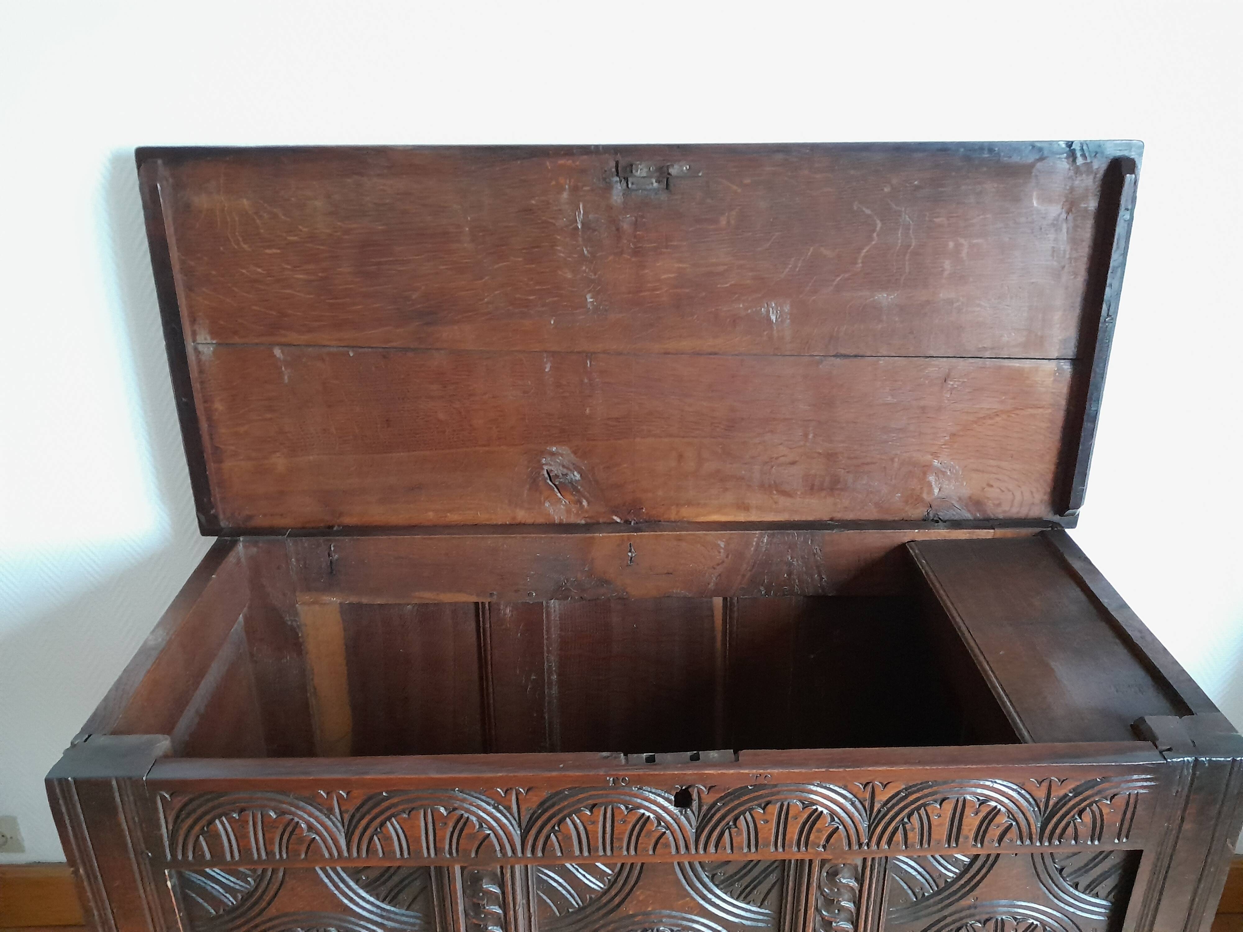 19th century oak castle chest