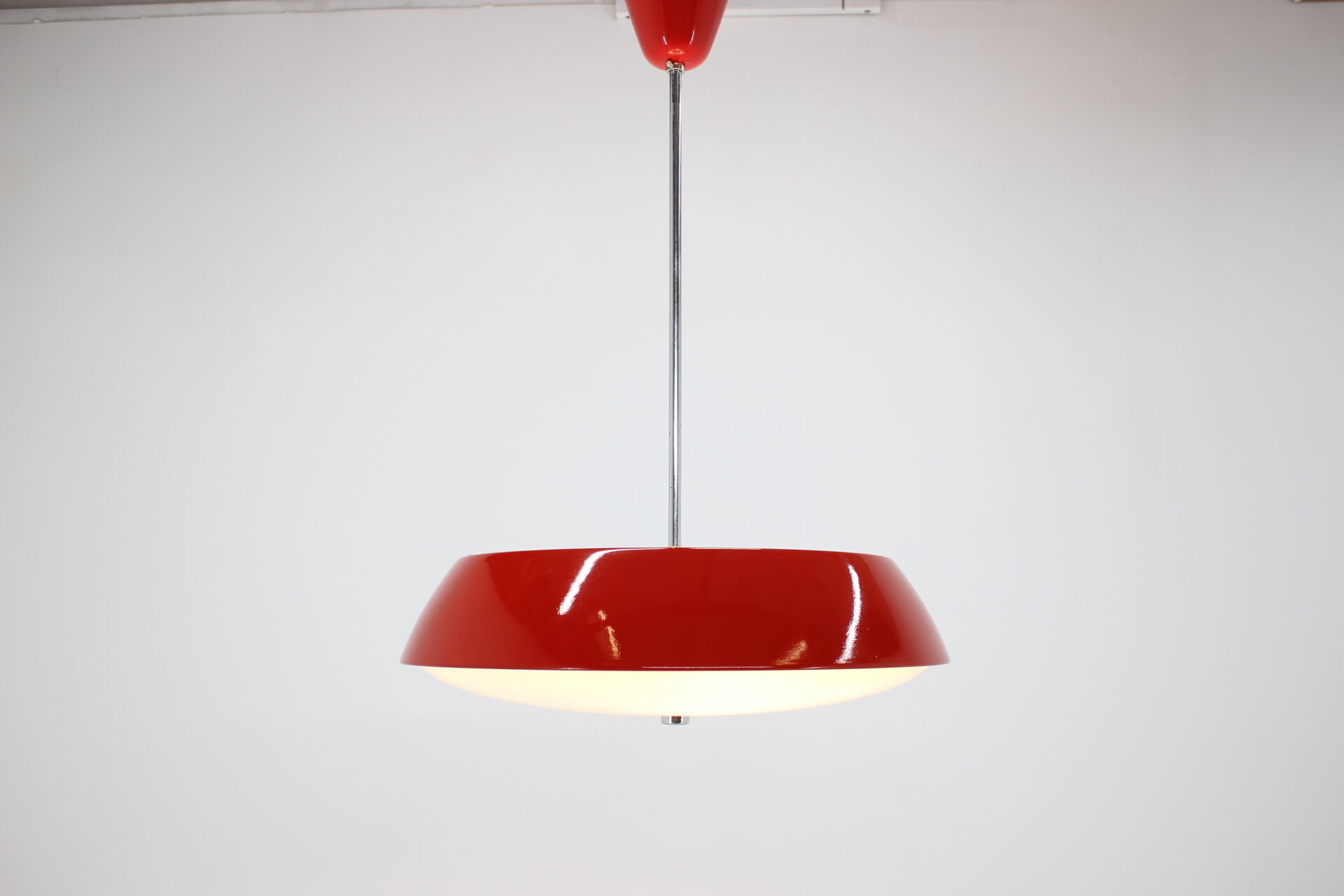 Mid-century red chandelier, Napako, 1970