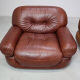 Sapporo leather armchairs by Mobil Girgi, Italy 1970's