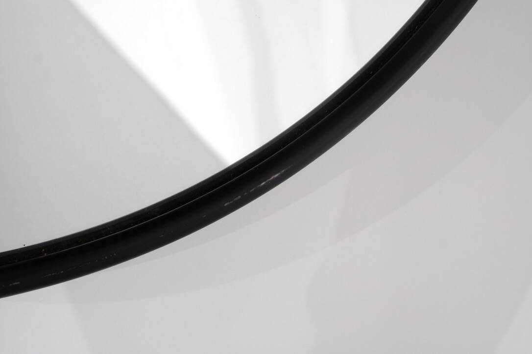 Vintage round steel mirror, Italy, 1970s.