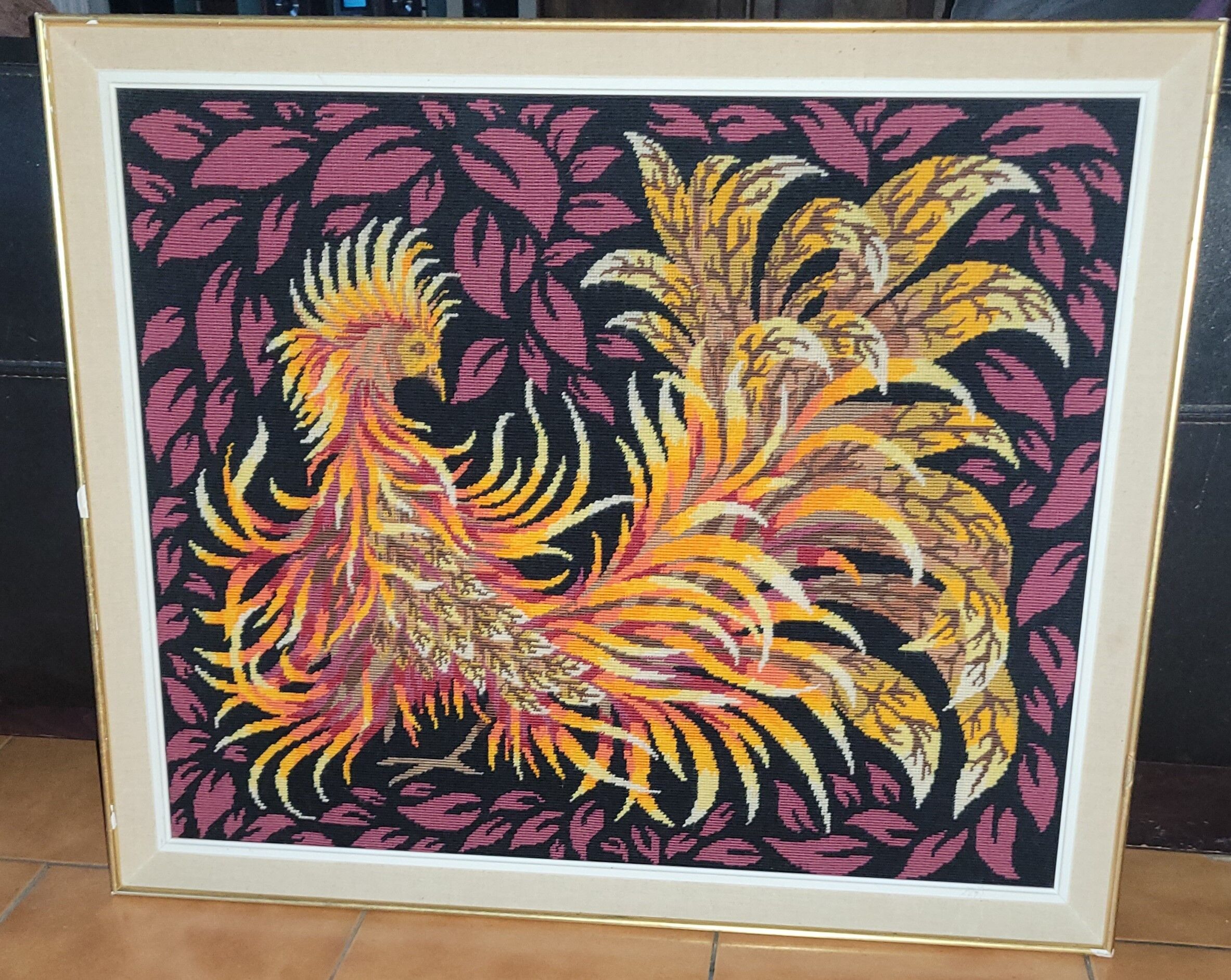 canvas tapestry bird fire Royal Paris 1970