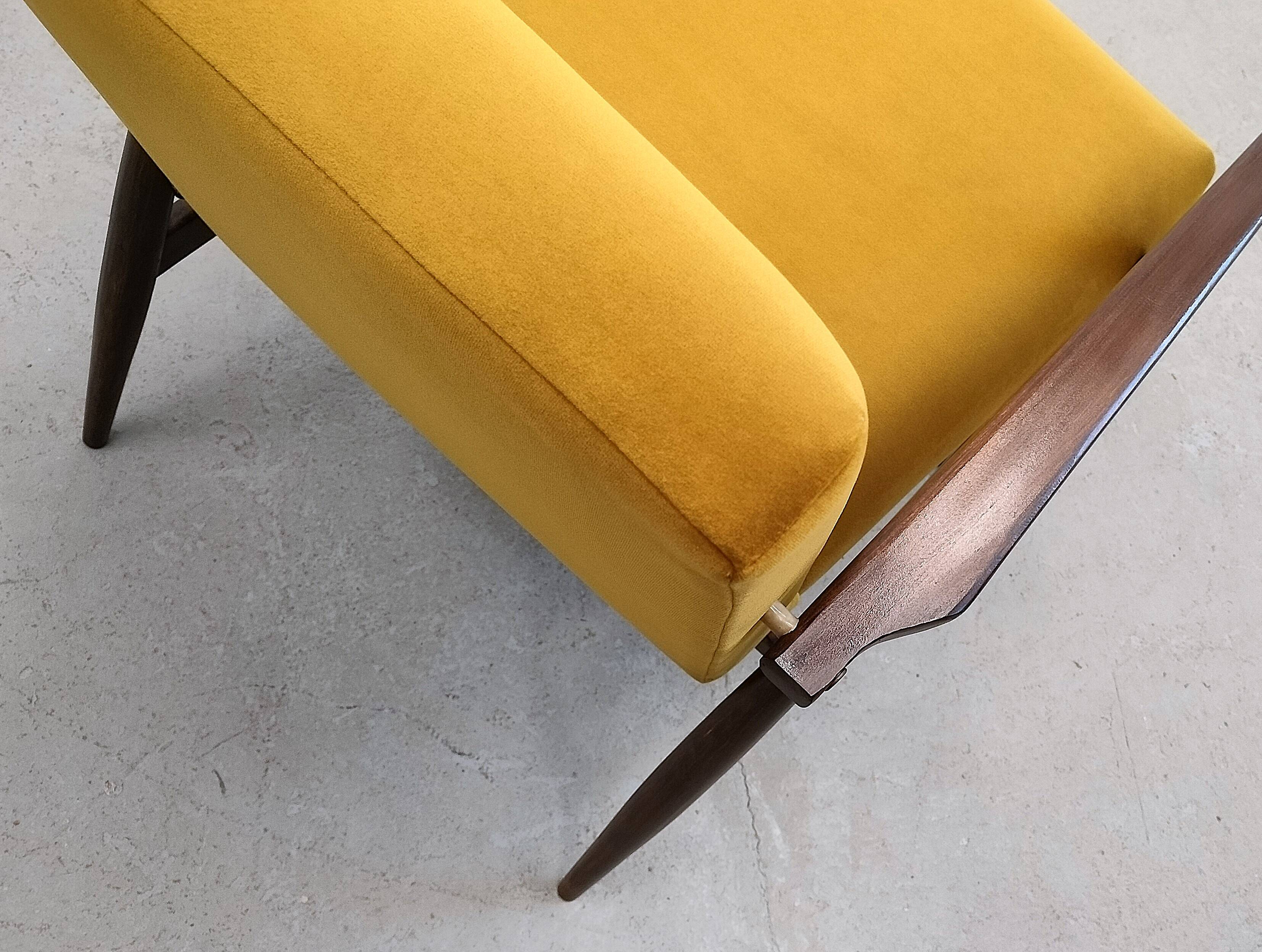 1960 Henryk Lis Mid Century armchair in Goldenrod velvet