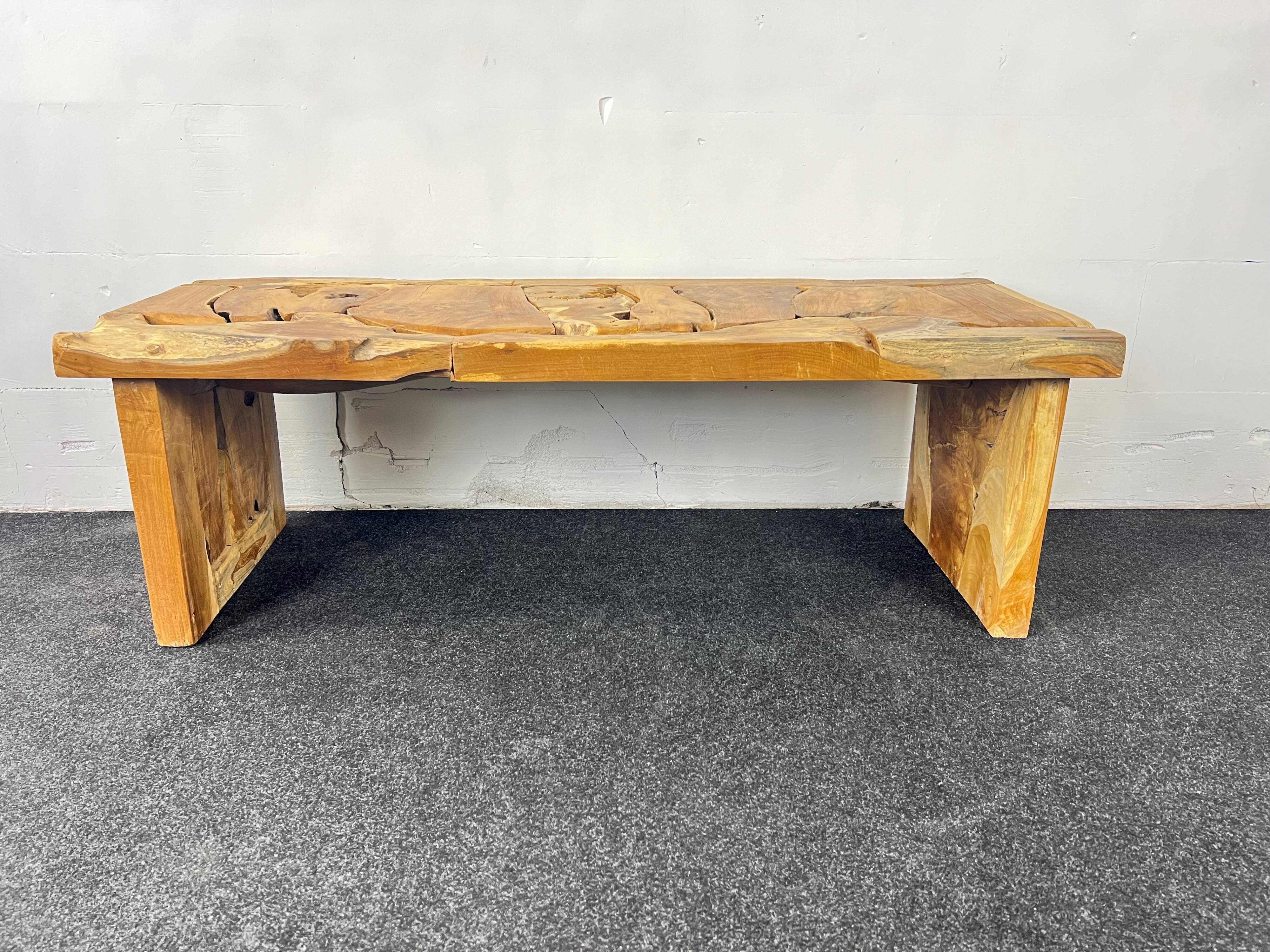 Raw wood bench