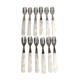 12 fourchettes à dessert manche plastique nacré blanc