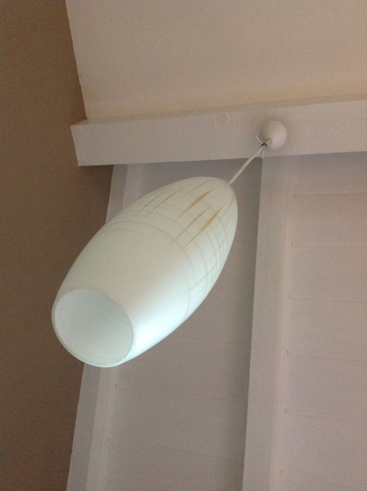 Scandinavian vintage 1960s white opaline warhead suspension