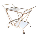 Brass Serving Cart with Glass Shelves, Italy
