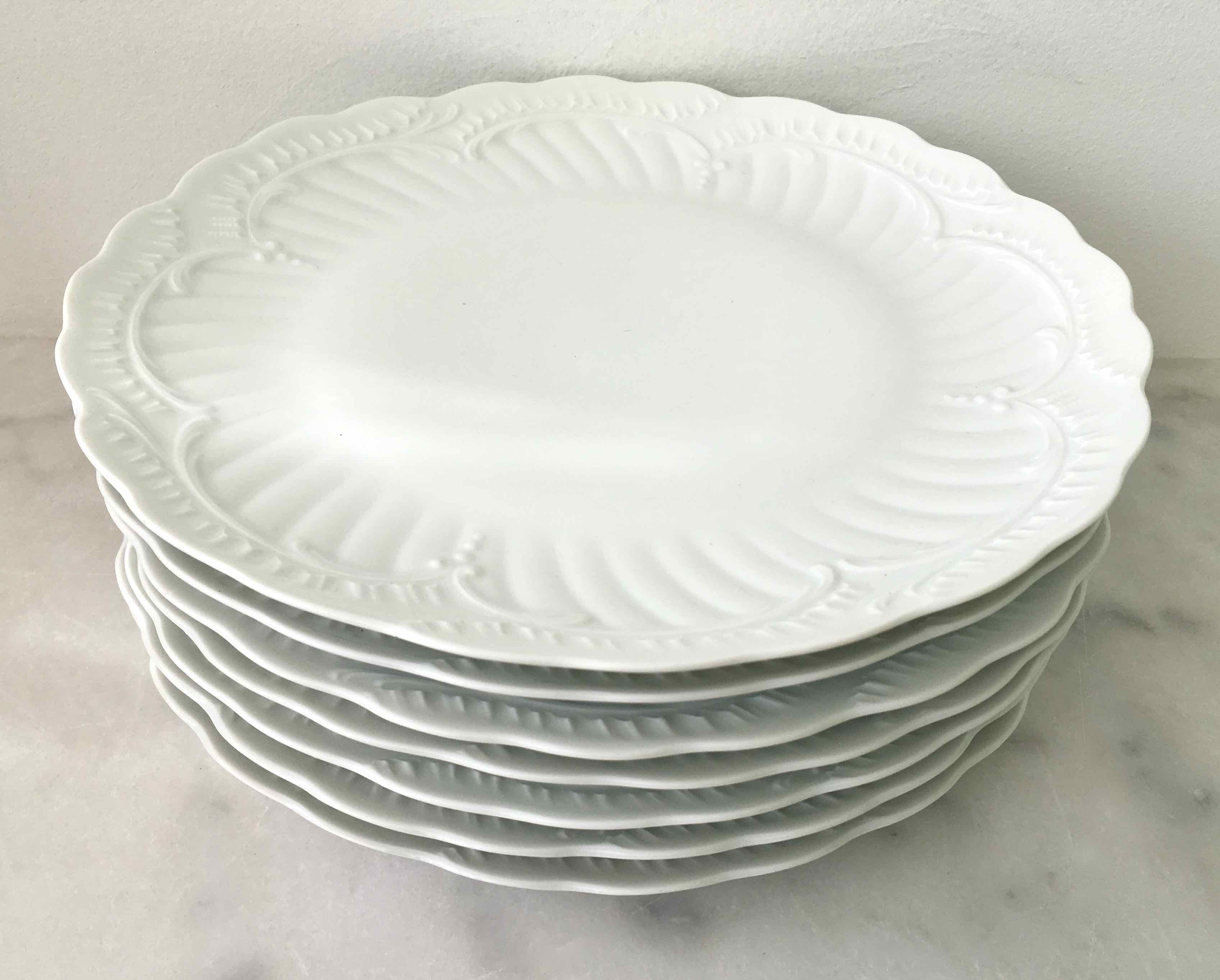Set de 7 assiettes porcelaine fine de Limoges