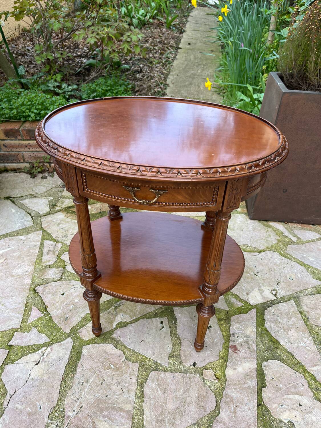 Small carved wooden table