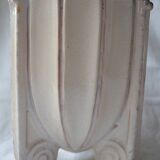 Cracked white ceramic art deco vase signed numbered pb made in france authentic piece