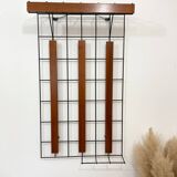 Metal and wood wall coat rack, 1950s-60s.