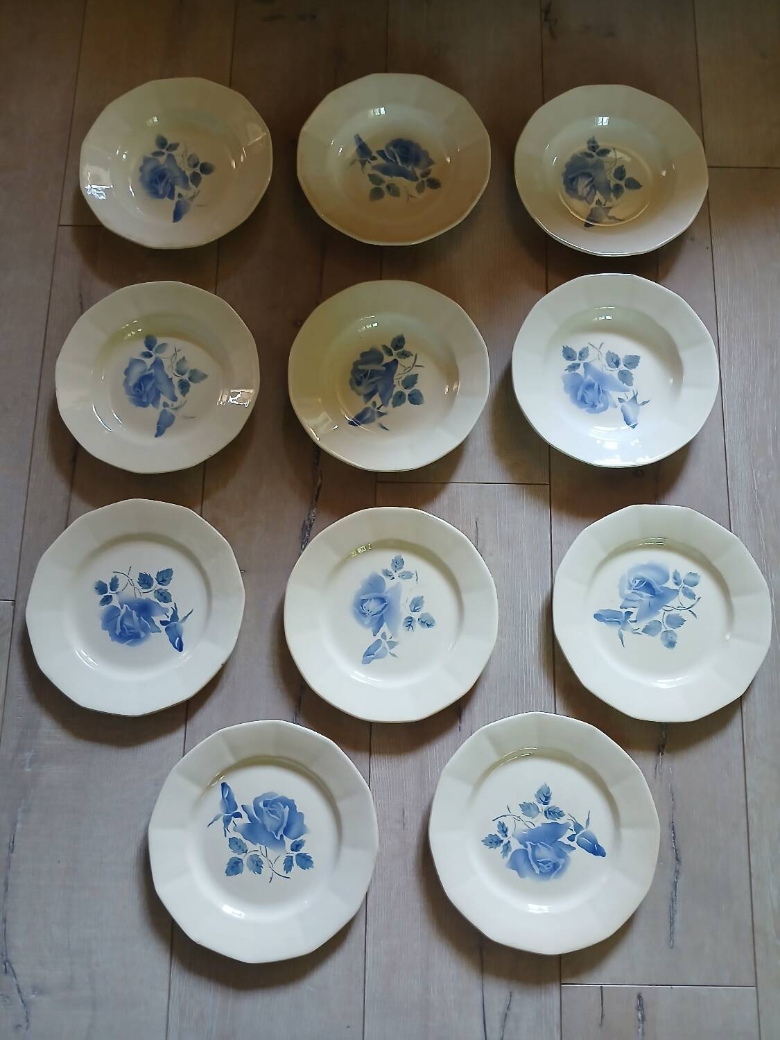 11 old Digoin and Sarreguemines plates