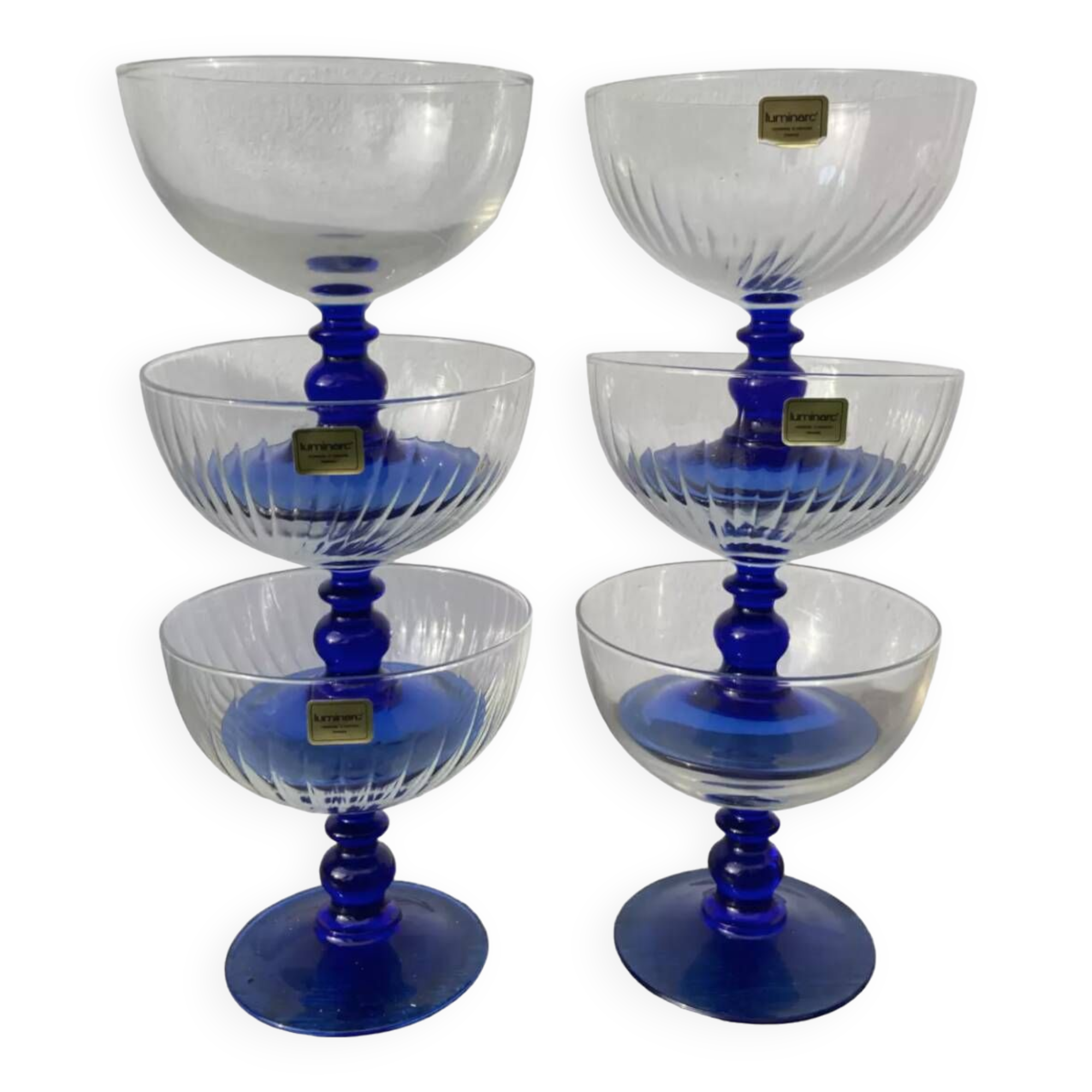 6 80s glass cups
