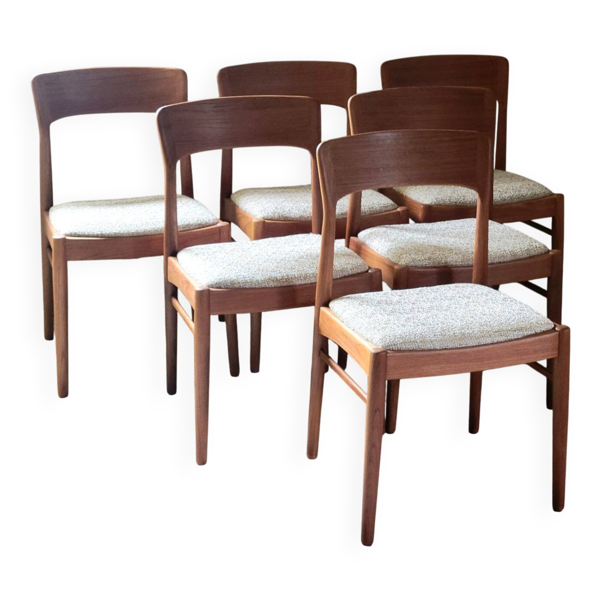 Set of 6 Henning Kjærnulf chairs for KS Møbler in teak, Denmark 1960
