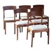 Set of 6 Henning Kjærnulf chairs for KS Møbler in teak, Denmark 1960