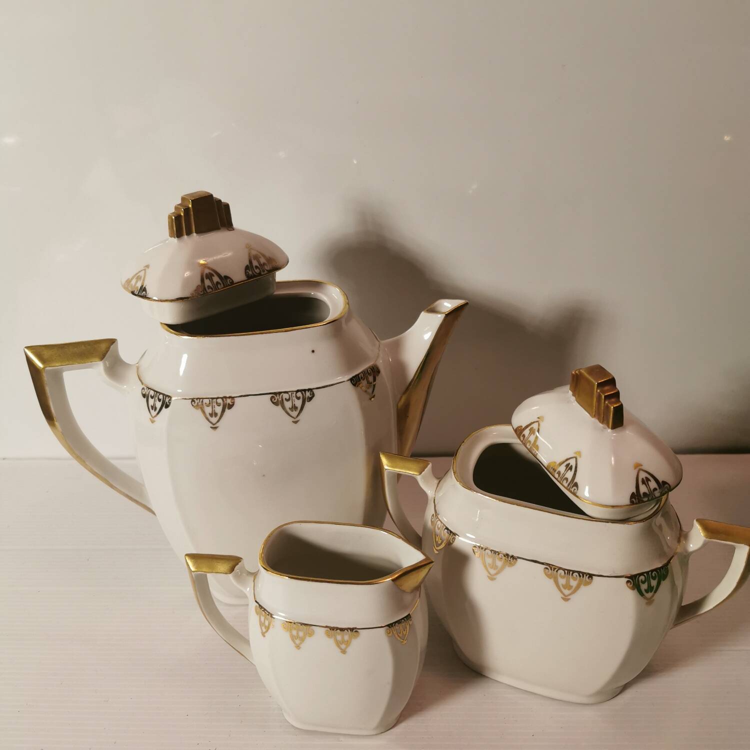 Ms france coffee service art deco style white and gold