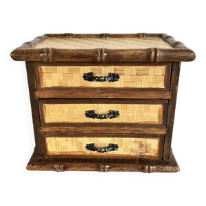 Organisateur De Bureau En Bambou – 2 Tiroirs – Design Minimaliste – Parfait Pour Rangement Cosmétiques Ou Fournitures