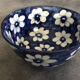 Vintage cup bowl in earthenware with blue floral paint décor - 18.5 cm