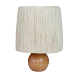 Wooden lamp and raffia lampshade, 70s