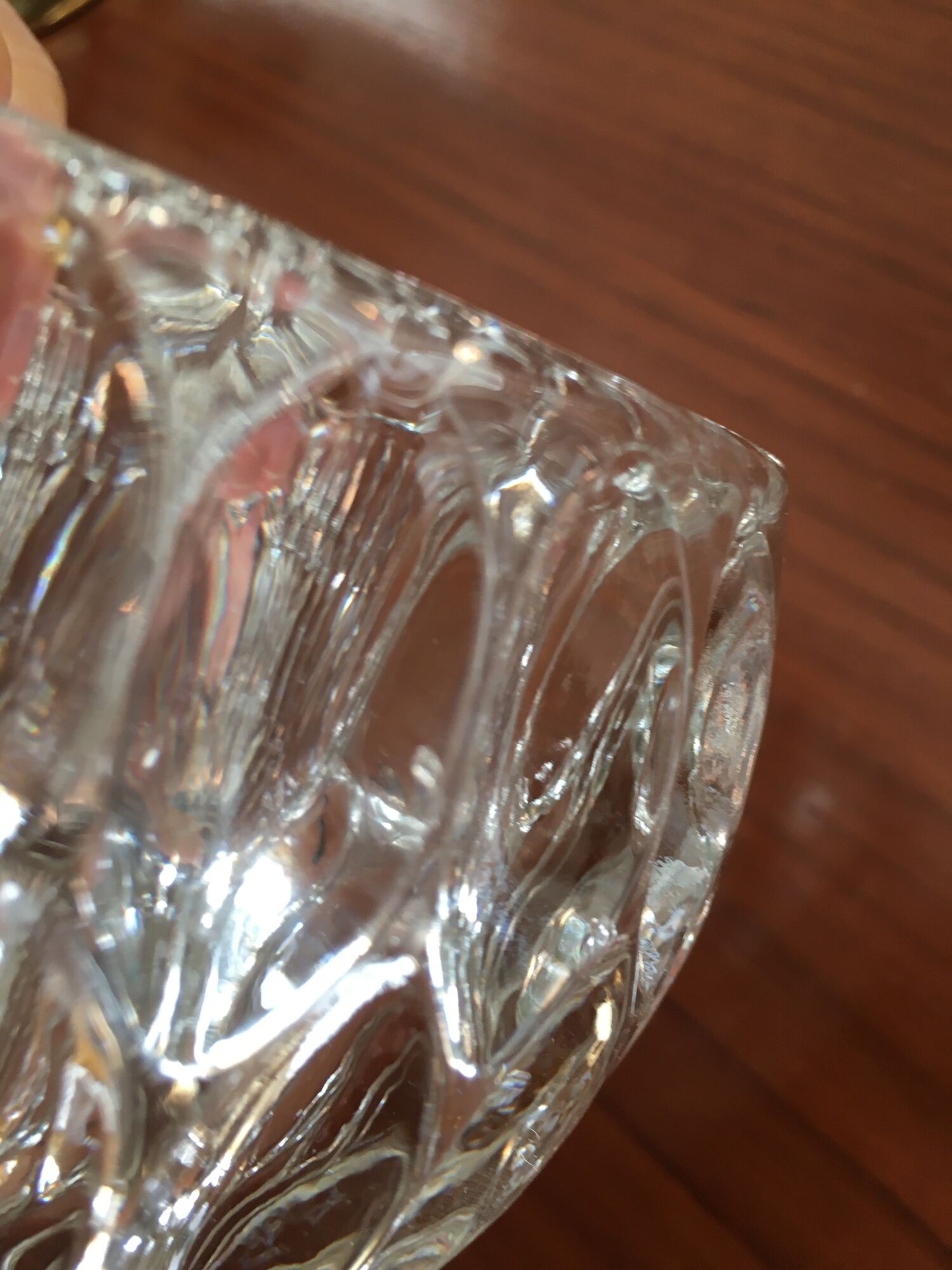Duo of chiseled glass photophores