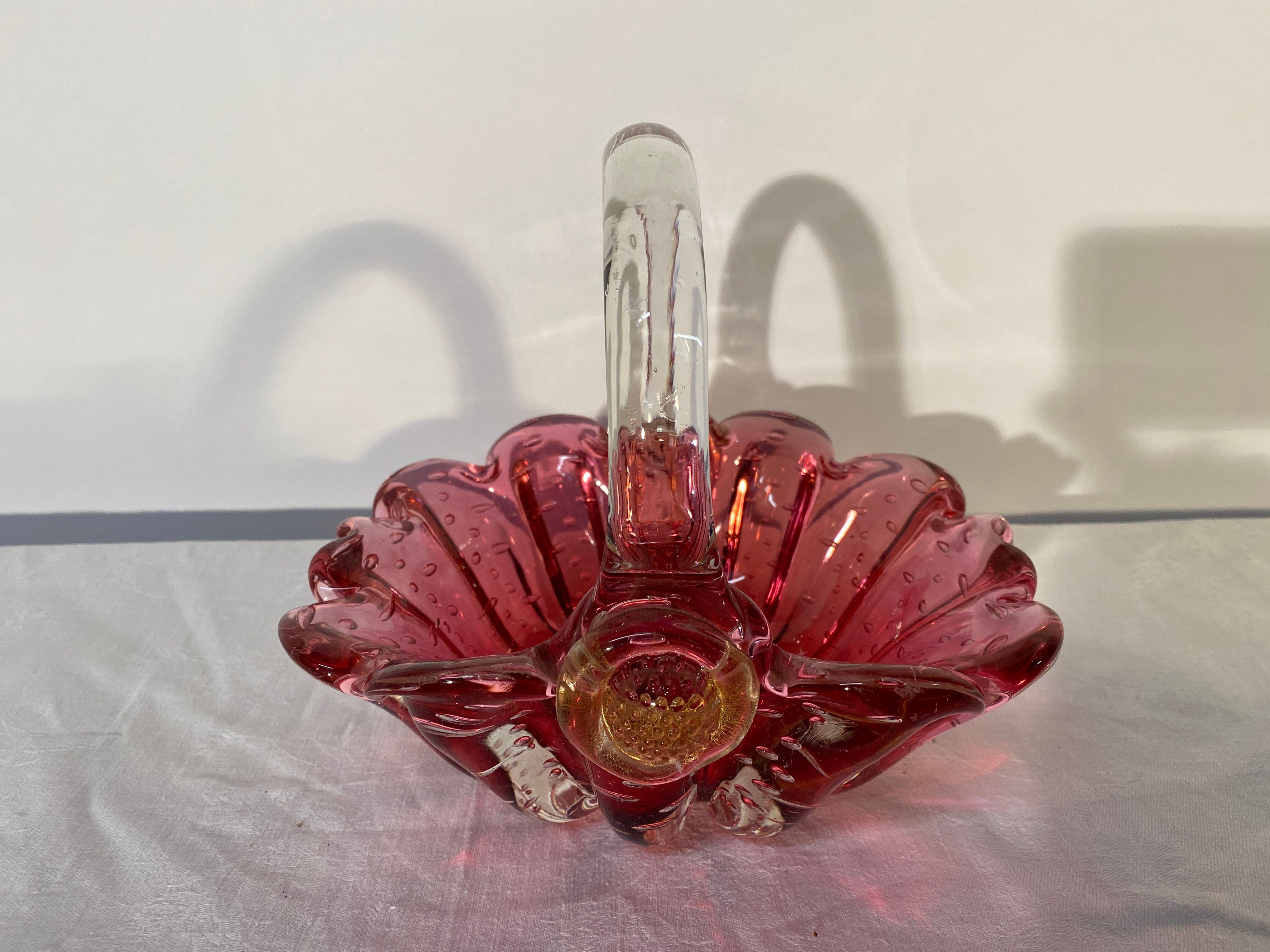 Vintage murano glass basket