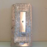 Rectangular wall lamp in brushed glass and metal / vintage 60s-70s