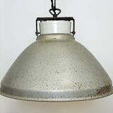 Grey metal industrial factory hanging lamp, 1960s