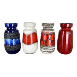 Set of Four Vintage Pottery Fat Lava Vases Made by Scheurich, Germany, 1970s